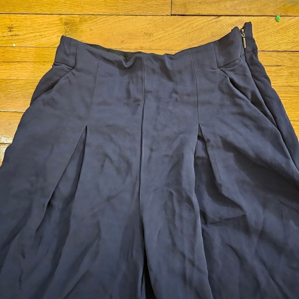 Rebecca Taylor Wide Leg Crop Pants Womens Size 6 Navy Blue - Picture 4 of 8